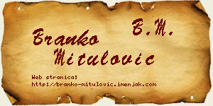 Branko Mitulović vizit kartica